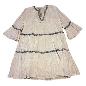 Tommy Bahama Jacquard Tiered Dress Cover Up White Blue Embroidered Size Medium